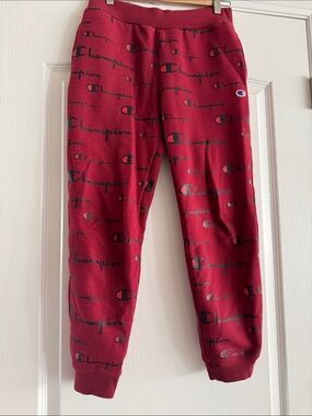 Champion Kids Burgundy All-Over Logo Joggers